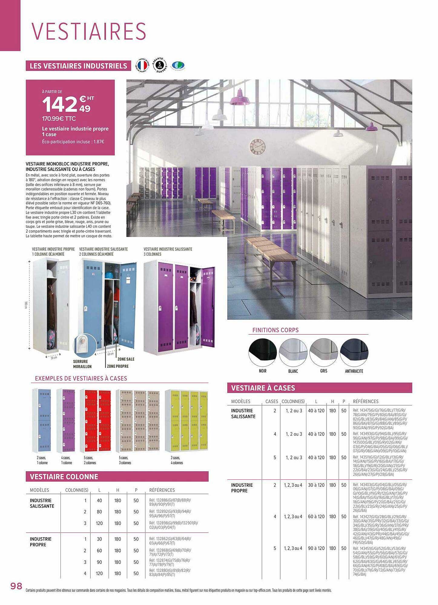 vestiaires industrie propre 1 case