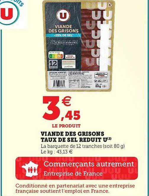 viande de grisons taux de sel réduit u