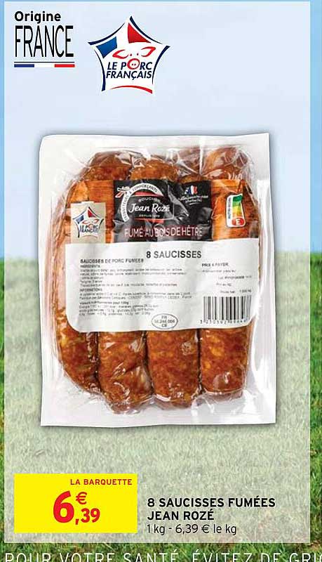 8 saucisses fumées jean rozé