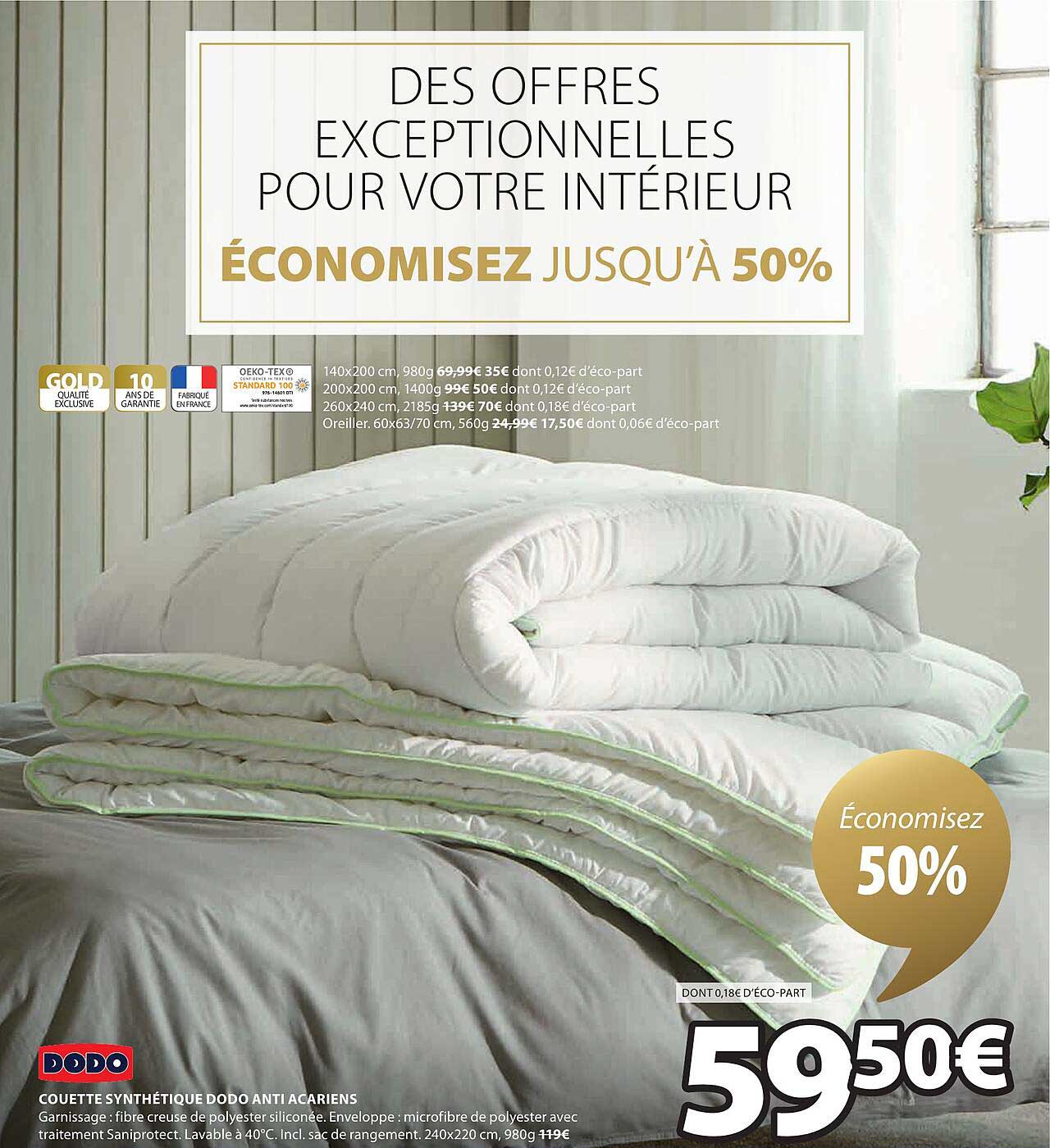 couette synthétique dodo anti acariens