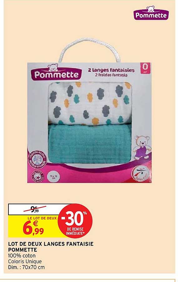 lot de deux langes fantaisie pommette