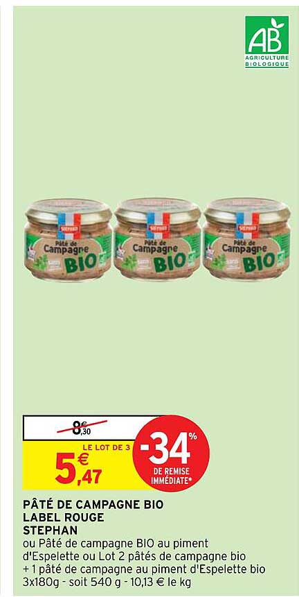 Pâté De Campagne Bio Label Rouge Stéphan