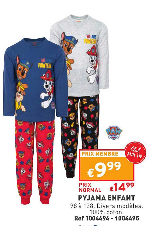 pyjama enfant paw patrol