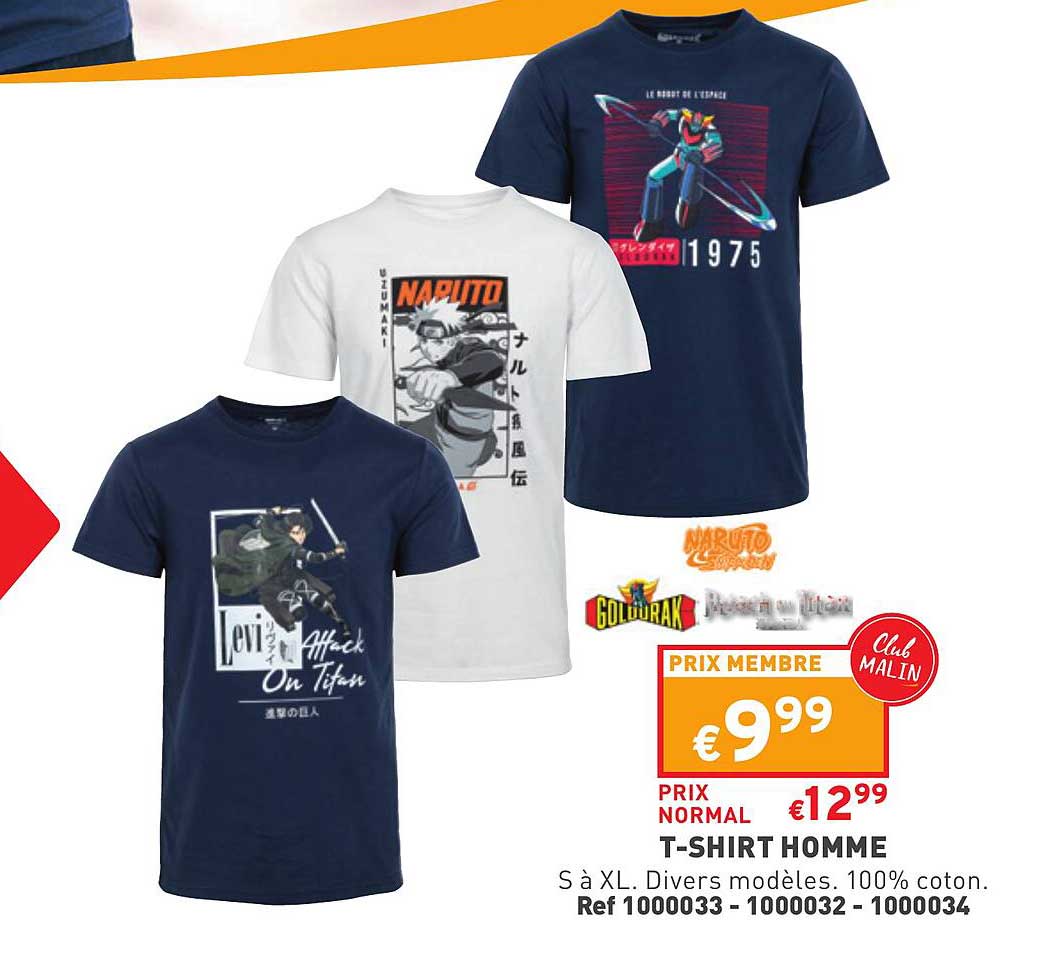 t-shirt homme naruto