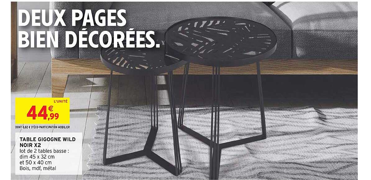 table gigogne wild noir x2