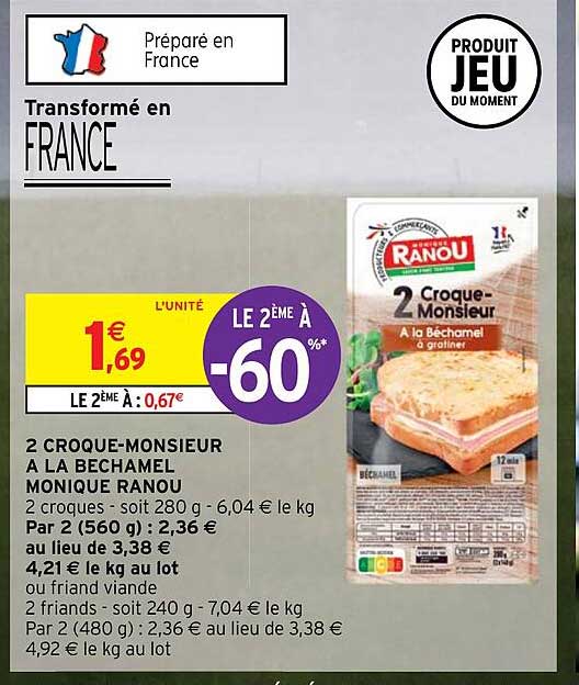 2 croque-monsieur à la béchamel monique ranou