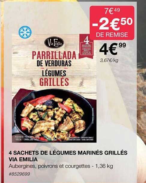 4 sachets de légumes marinés grillés via emilia