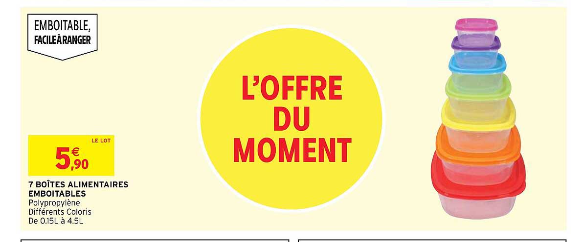 7 boîtes alimentaires emboîtables