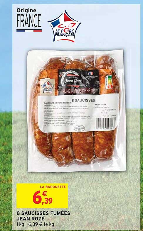 8 saucisses fumées jean rozé