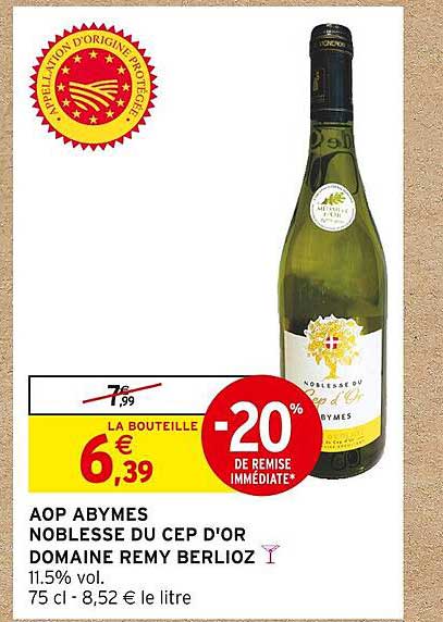 aop abymes noblesse du cep d'or domaine remy berlioz