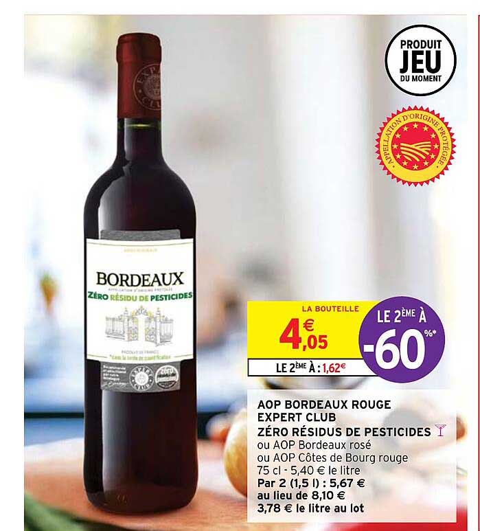 aop bordeaux rouge expert club zéro résidus de pesticides