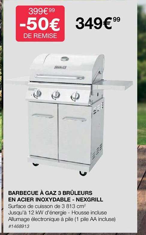 barbecue à gaz 3 brûleurs en acier inoxydable - nexgrill
