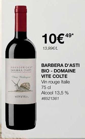 barbera d'asti bio - domaine vite colte