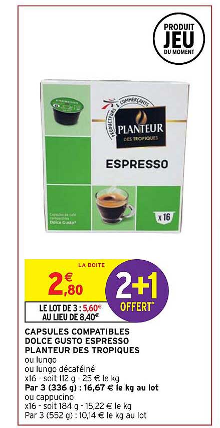 capsules compatibles dolce gusto espresso planteur des tropiques