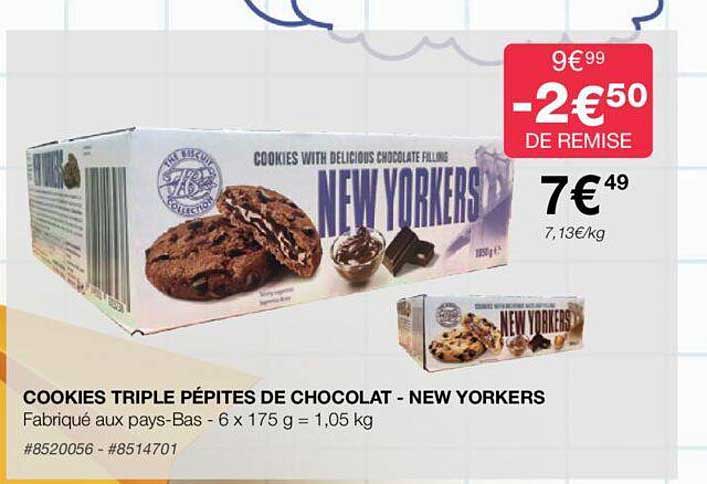 cookies triple pépites de chocolat - new yorkers