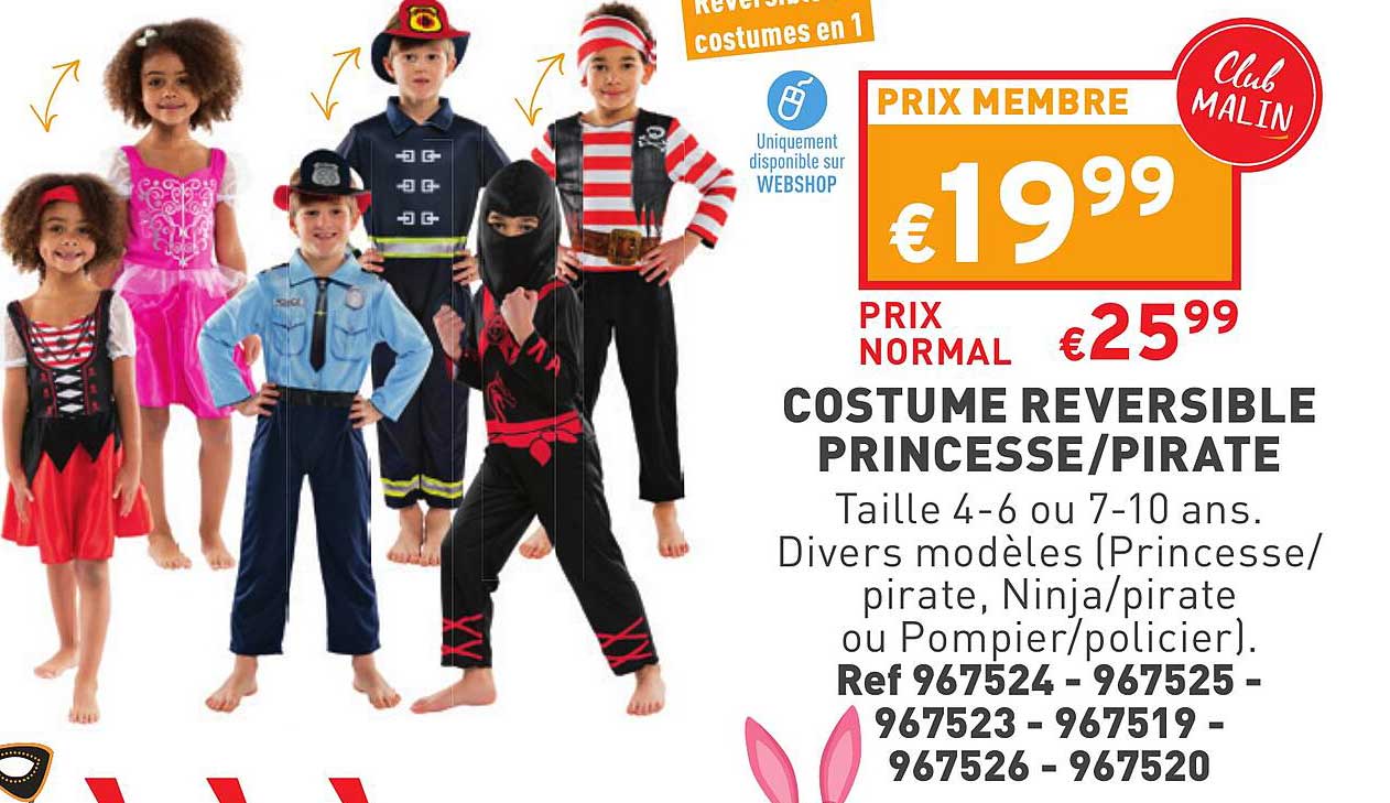 Costume Réversible Princesse-pirate