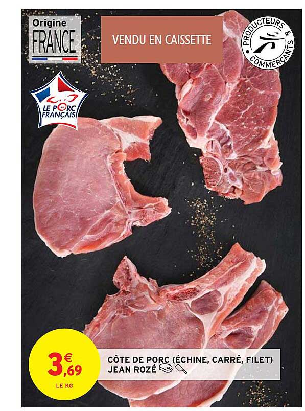 côte de porc (échine, carré, filet) jean rozé