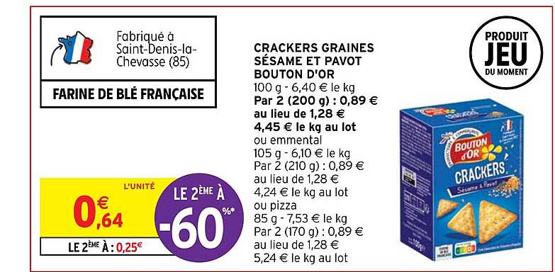 Crackers Graines Sésame Et Pavot Bouton D'or