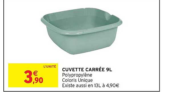 cuvette carrée 9 l