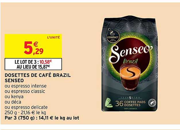 dosettes de café brazil senseo