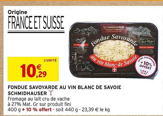 fondue savoyarde au vin blanc de savoie schmidhauser