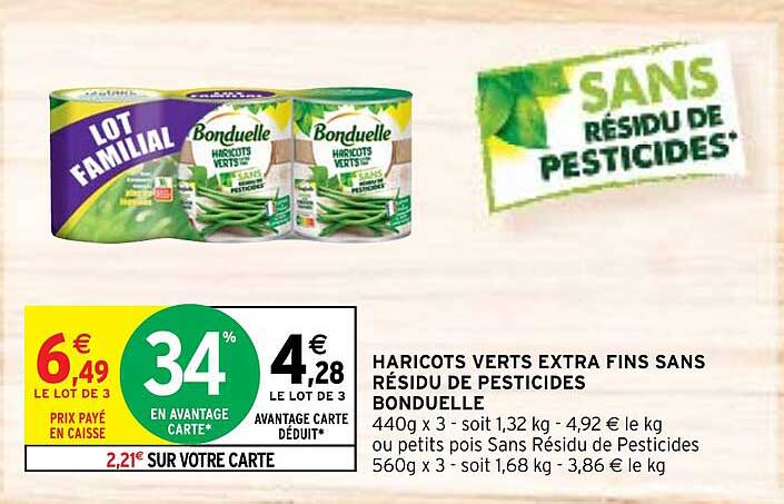 haricots verts extra fins sans résidu de pesticides bonduelle