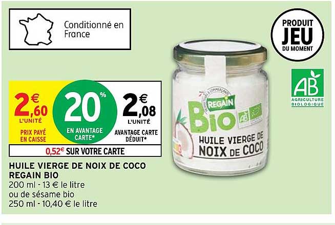 Huile Vierge De Noix De Coco Regain Bio