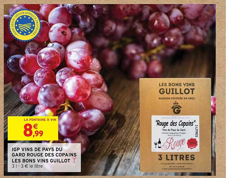 igp vins de pays du gard rouge des copains les bons vins guillot
