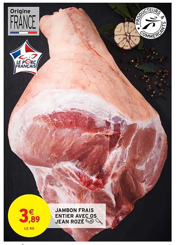 jambon frais entier avec os jean rozé