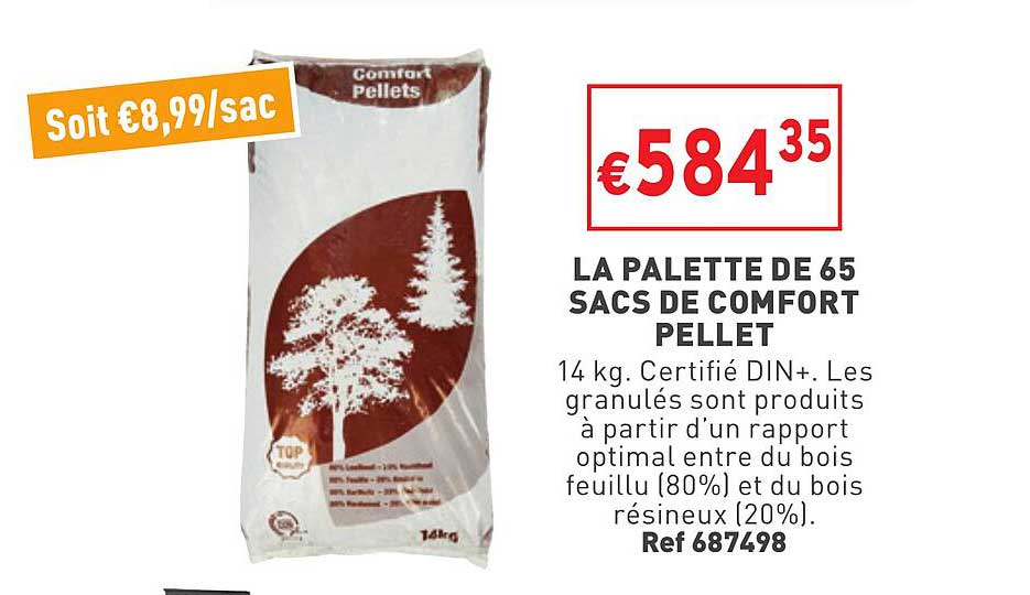 la palette de 65 sacs de comfort pellet