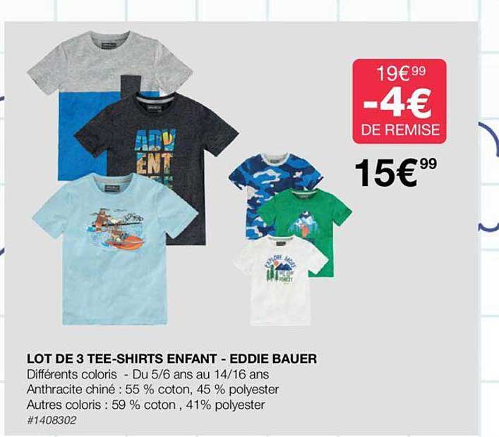 Lot De 3 Tee-shirts Enfant - Eddie Bauer