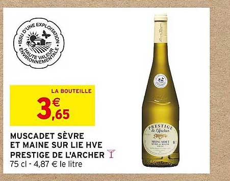 muscadet sèvre et maine sur lie hve prestige de l'archer