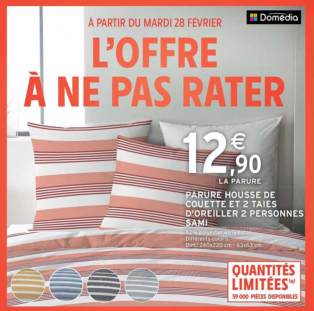 parure housse de couette et 2 taies d'oreiller 2 personnes sami