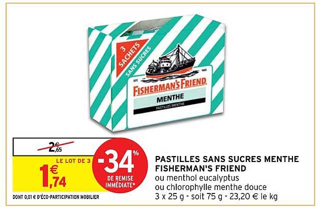 Pastilles Sans Sucres Menthe Fisherman's Friend
