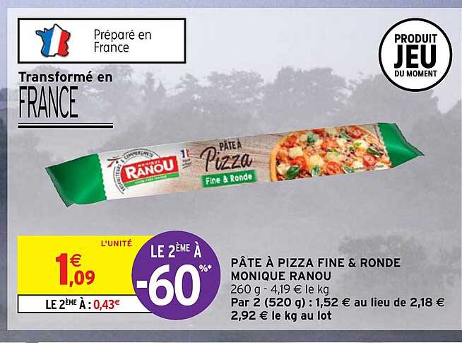 pâte à pizza fine & ronde monique ranou