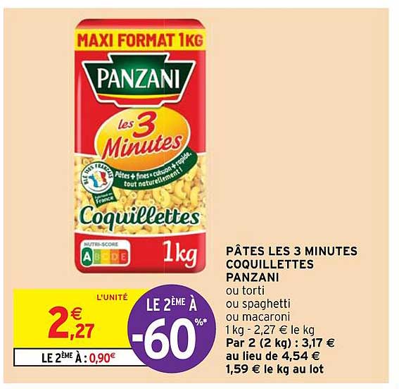 pâtes les 3 minutes coquillettes panzani