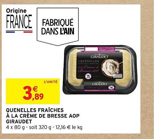 Quenelles Fraîches à La Crème De Bresse Aop Giraudet