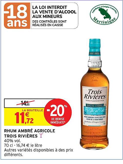 rhum ambré agricole trois rivières