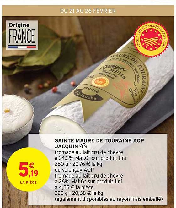 sainte maure de touraine aop jacquin