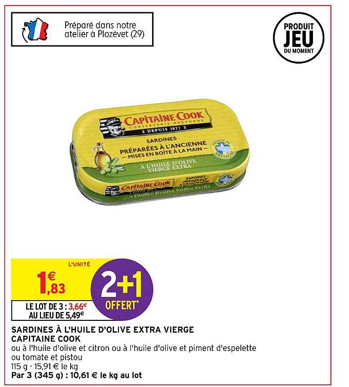 sardines à l'huile d'olive extra vierge capitaine cook