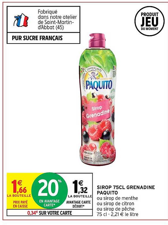 Sirop 75 Cl Grenadine Paquito