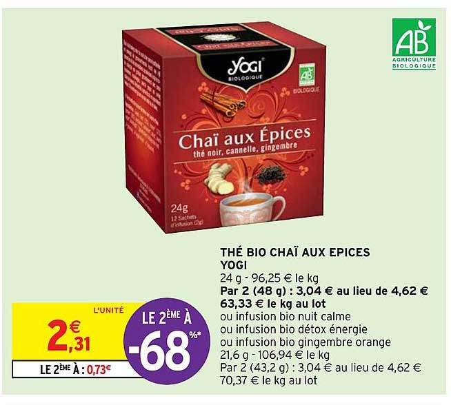 thé bio chaï aux épices yogi