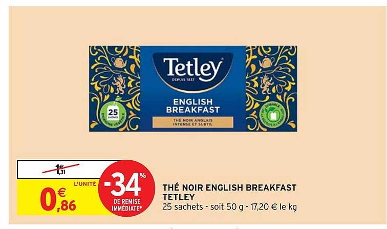thé noir english breakfast tetley