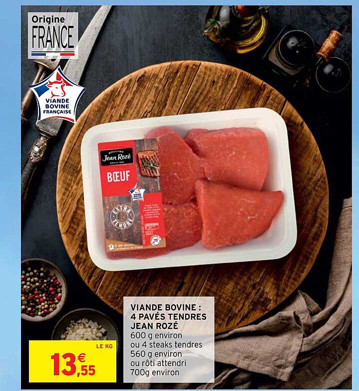 viande bovine : 4 pavés tendres jean rozé