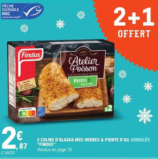 2 colins d'alaska msc herbes & pointe d'ail surgelés "findus"