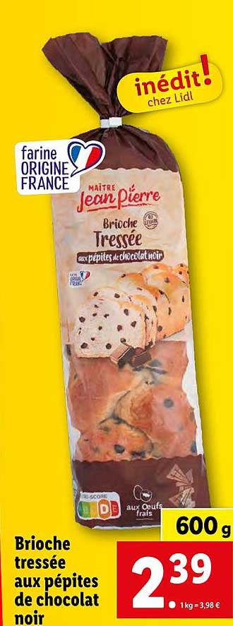 brioche tressée aux pépites de chocolat noir maître jean pierre