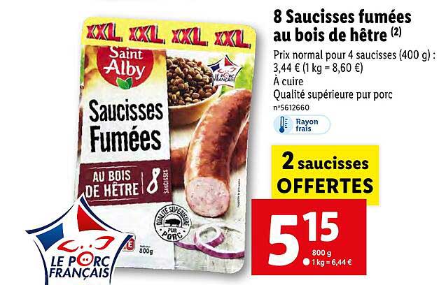 8 saucisses fumées au bois de hêtre saint alby