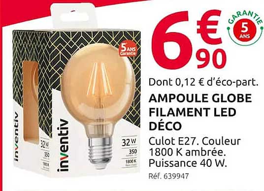ampoule globe filament led déco inventiv