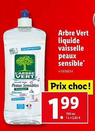 arbre vert liquide vaisselle peaux sensible