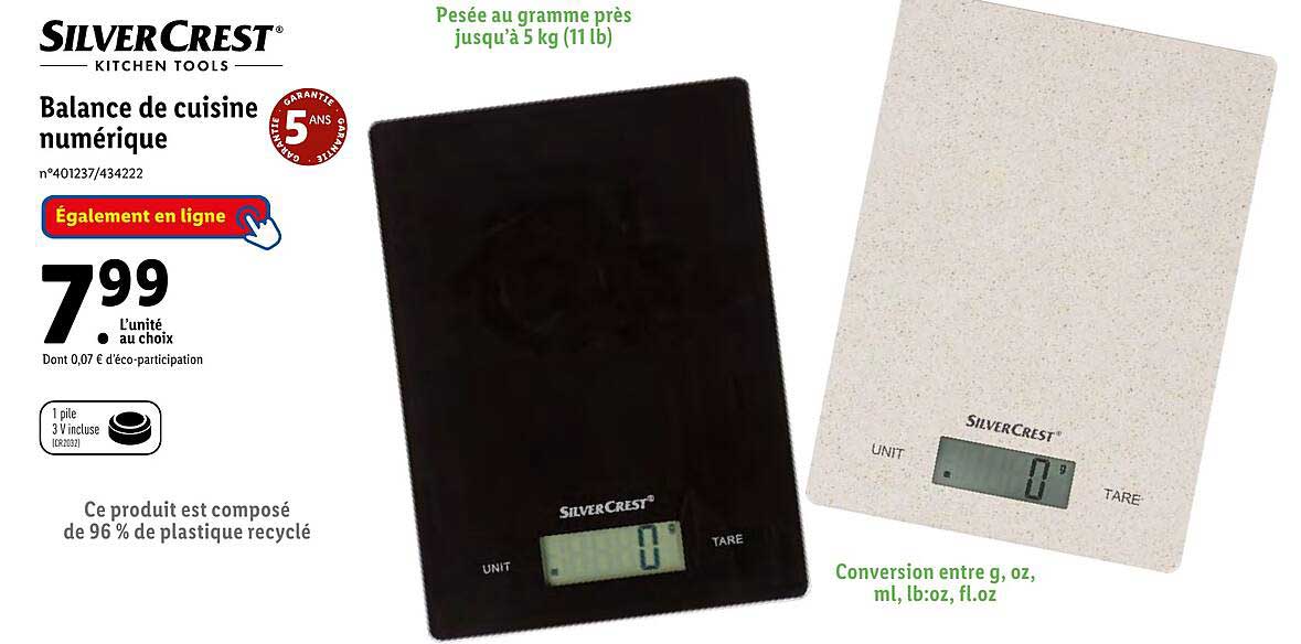 balance de cuisine numérique silver crest